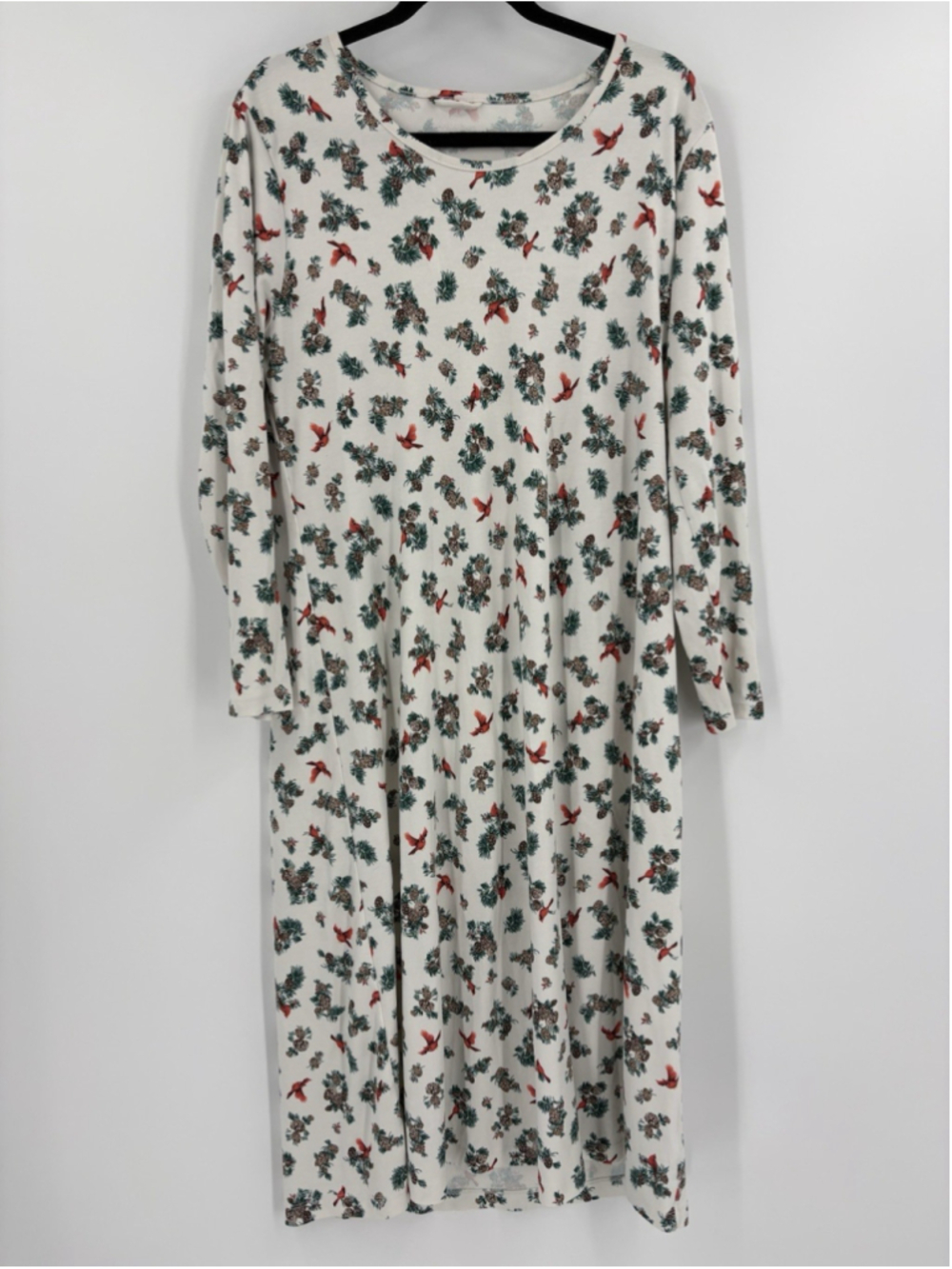 Winter Cardinal Holiday Cottagecore 100% Supima Cotton Nightgown Large 14-16